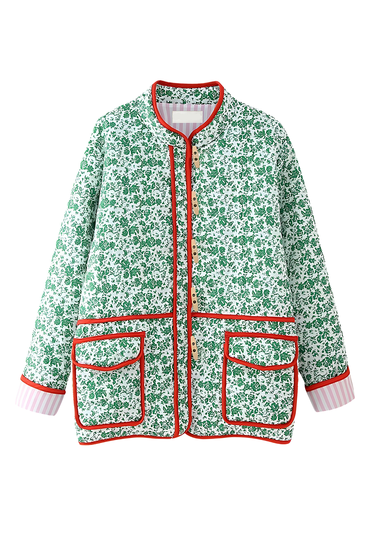 Chaqueta acolchada mujer floral ribetes contraste alamares - Celindra
