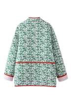 Chaqueta acolchada mujer floral ribetes contraste alamares - Celindra