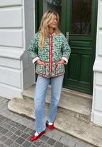Chaqueta acolchada mujer floral ribetes contraste alamares - Celindra