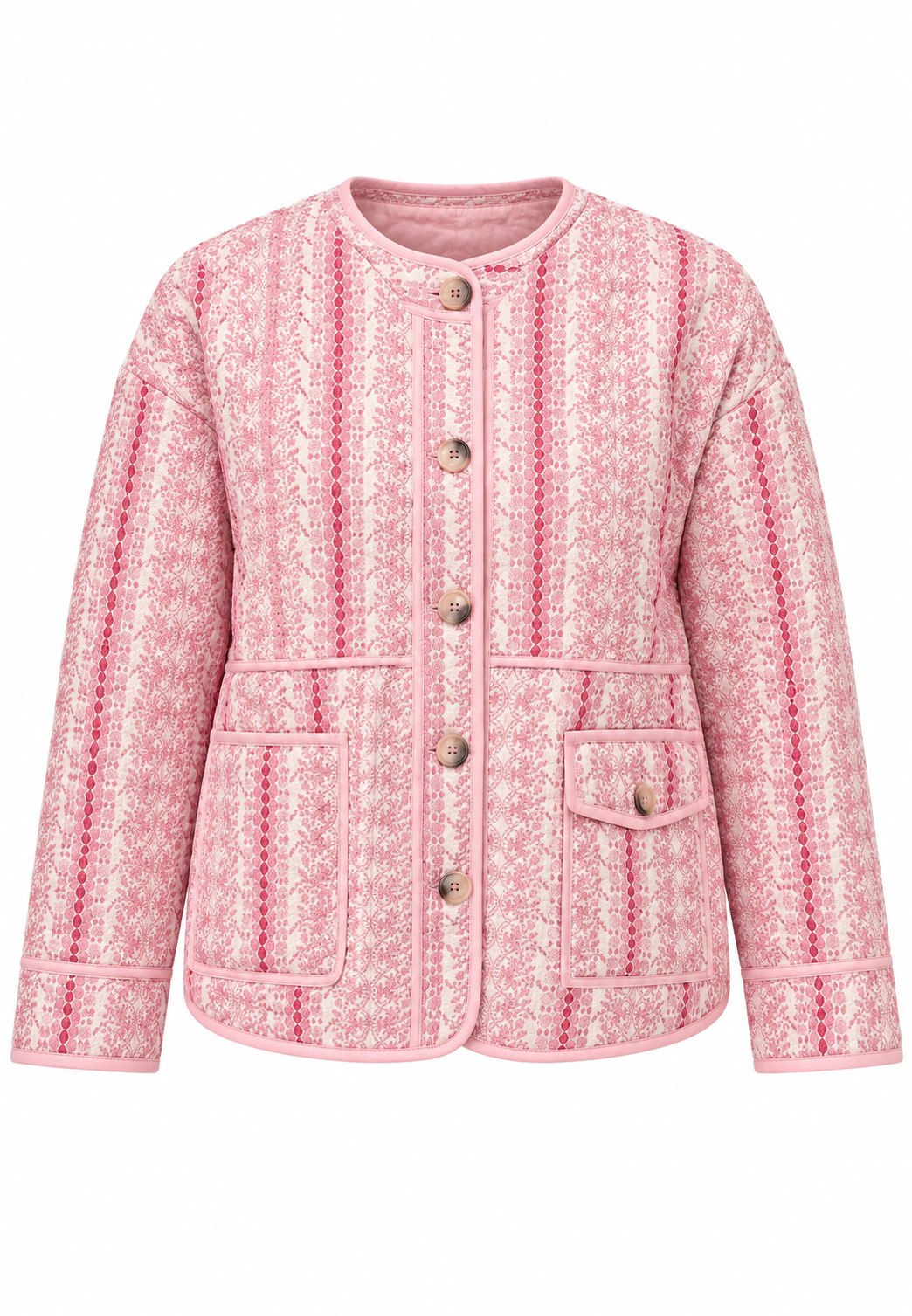 Chaqueta acolchada mujer motivos florales y rayas botones - Alvina