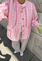 Chaqueta acolchada mujer motivos florales y rayas botones - Alvina