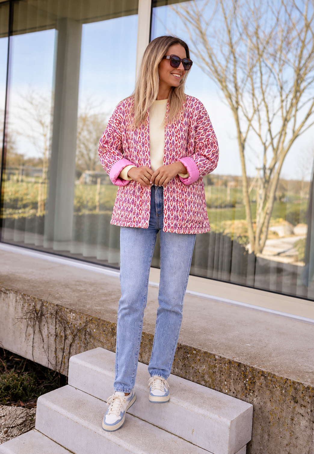 Chaqueta acolchada mujer motivos geométricos corte recto - Eliora