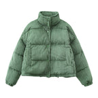 Chaqueta acolchada pana mujer cuello alto corte amplio - Marit