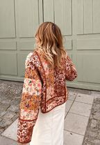 Chaqueta corta acolchada mujer flores patchwork ribetes - Brienne