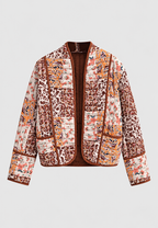 Chaqueta corta acolchada mujer flores patchwork ribetes - Brienne