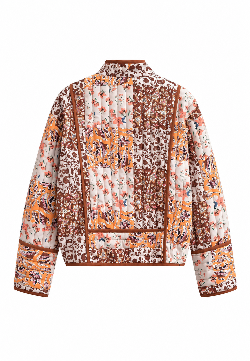 Chaqueta corta acolchada mujer flores patchwork ribetes - Brienne