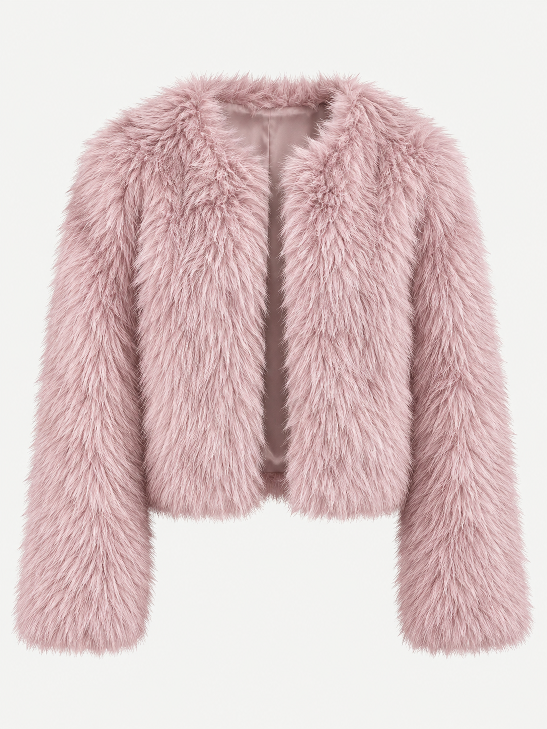Chaqueta corta mujer efecto pelo manga larga - Clémence