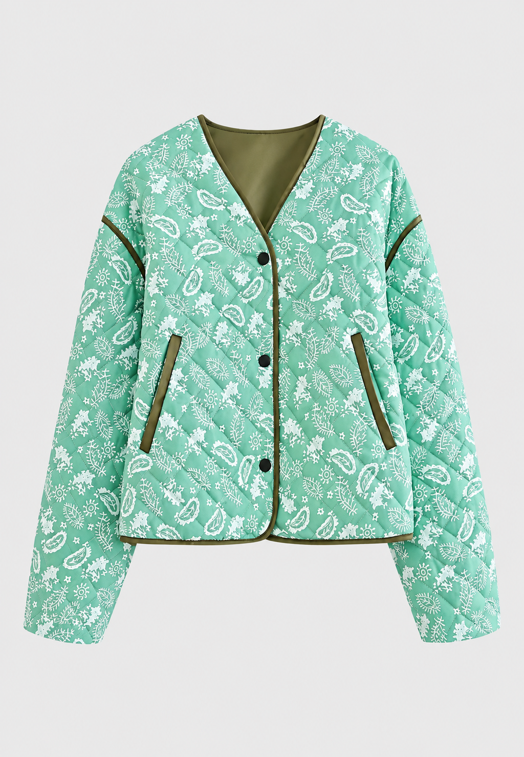 Chaqueta corta mujer paisley acolchado rombos ribetes contraste - Ottavia