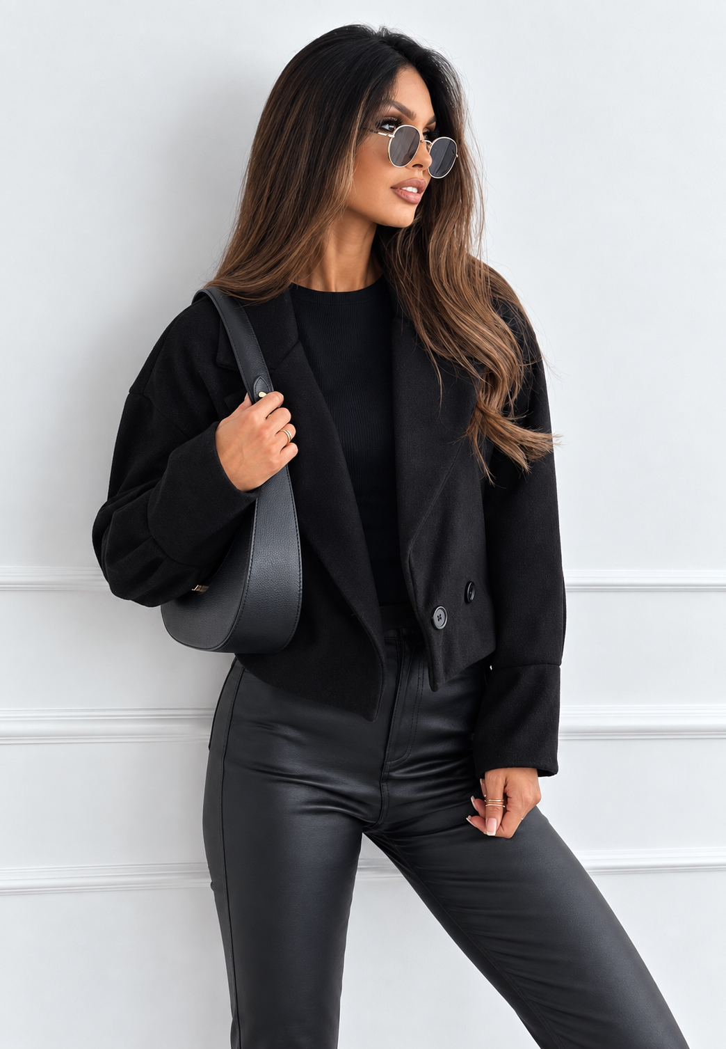 Chaqueta corta mujer solapas amplias corte oversize - Céliane