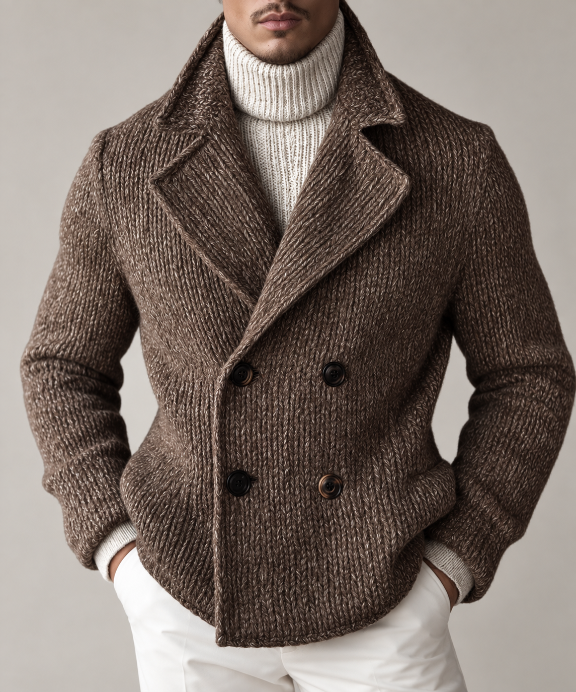 Chaqueta de punto hombre doble botonadura solapas anchas - Lucien