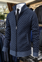 Chaqueta de punto hombre rombos cuello alto cremallera - Gaëtan