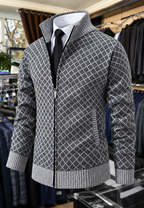 Chaqueta de punto hombre rombos cuello alto cremallera - Gaëtan