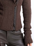 Chaqueta de punto mujer cremallera asimétrica cuello alto canalé - Eliska