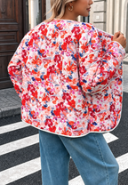 Chaqueta floral mujer acolchada bolsillos frontales ribetes - Renate