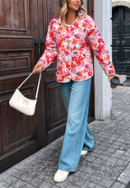 Chaqueta floral mujer acolchada bolsillos frontales ribetes - Renate