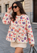 Chaqueta floral mujer acolchado rombos botones delanteros - Elizabeth