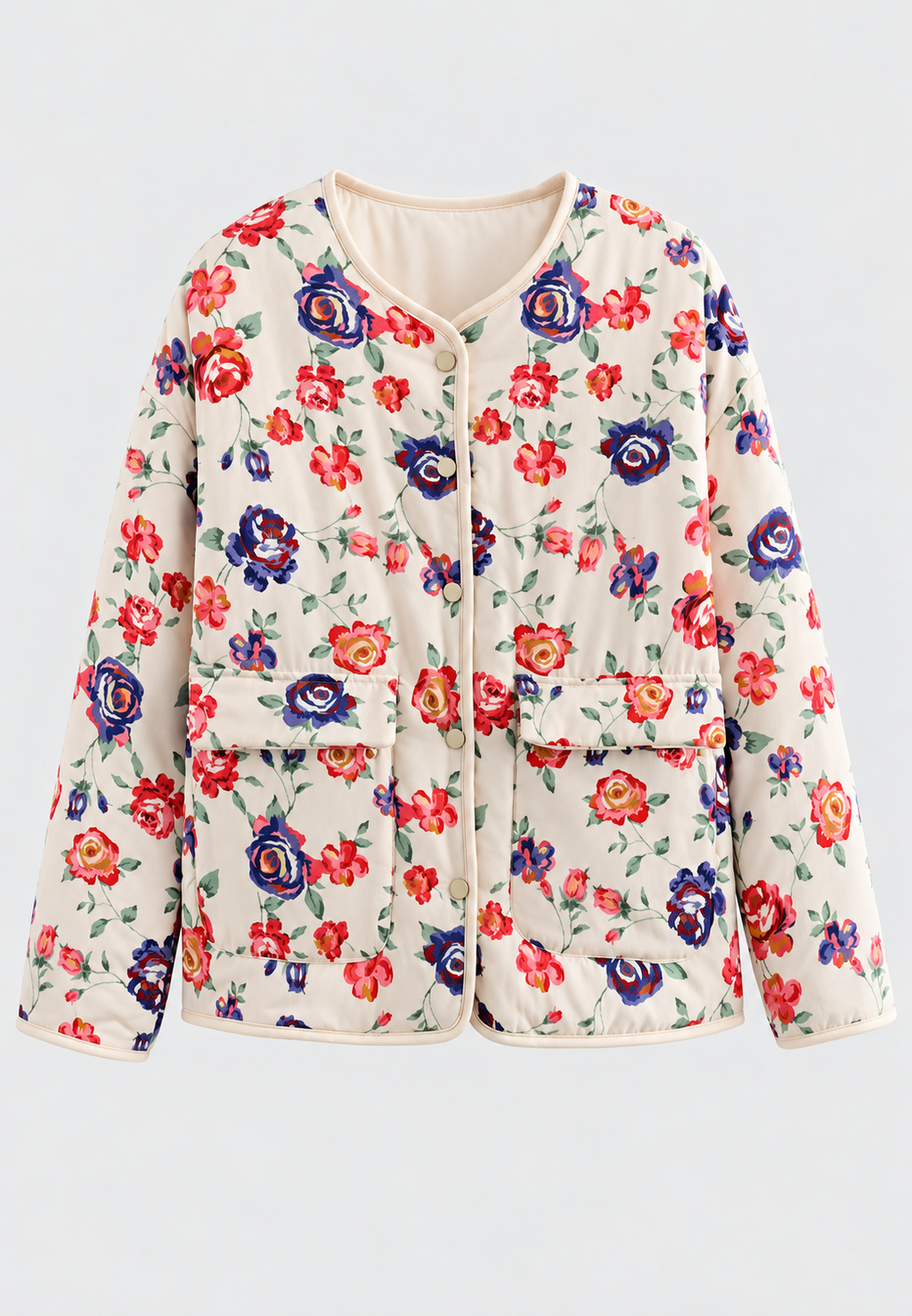 Chaqueta floral mujer acolchado rombos botones delanteros - Elizabeth