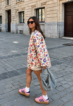 Chaqueta floral mujer acolchado rombos botones delanteros - Elizabeth