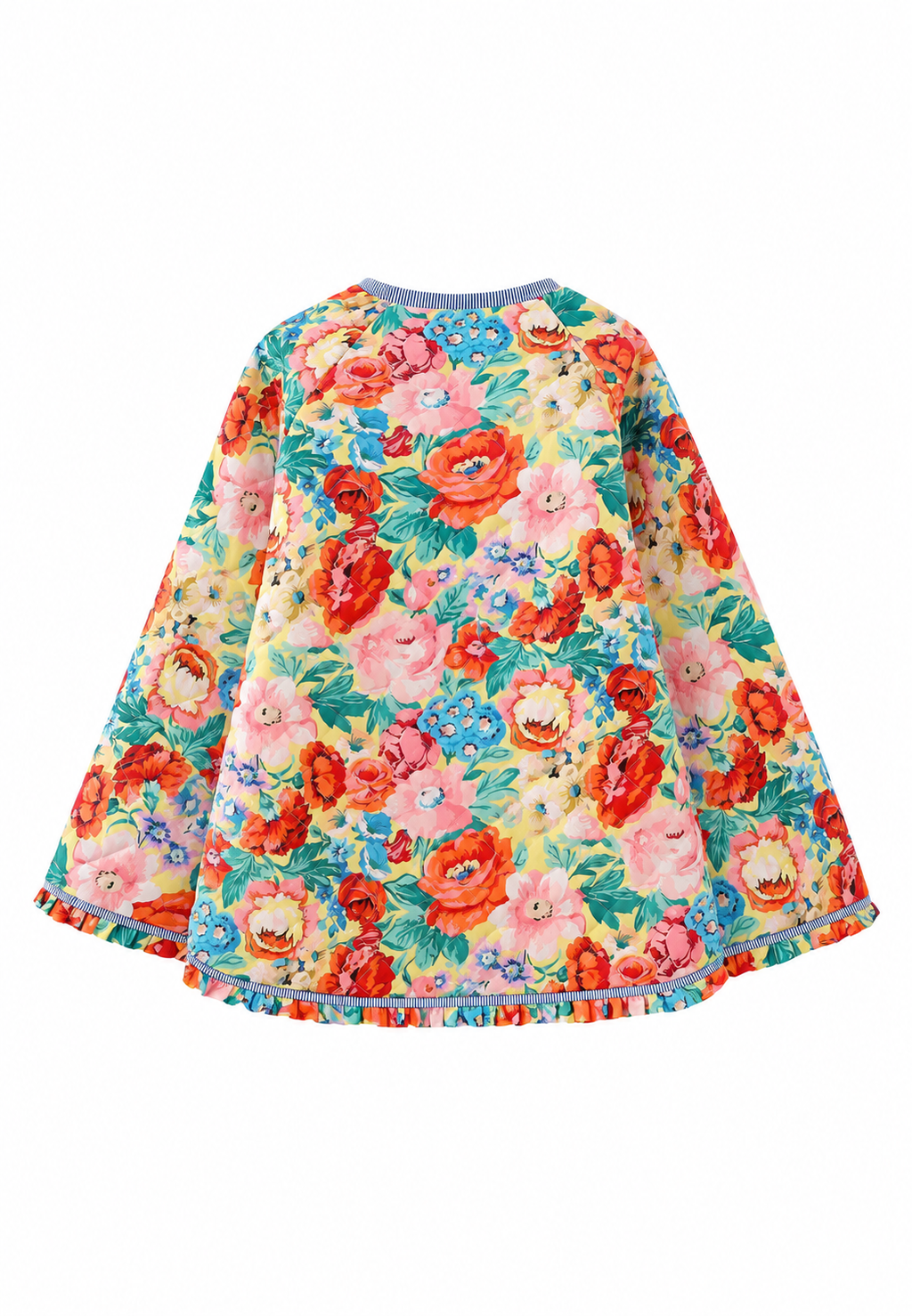 Chaqueta floral mujer corte evasé acolchado rombos volantes - Clotilde