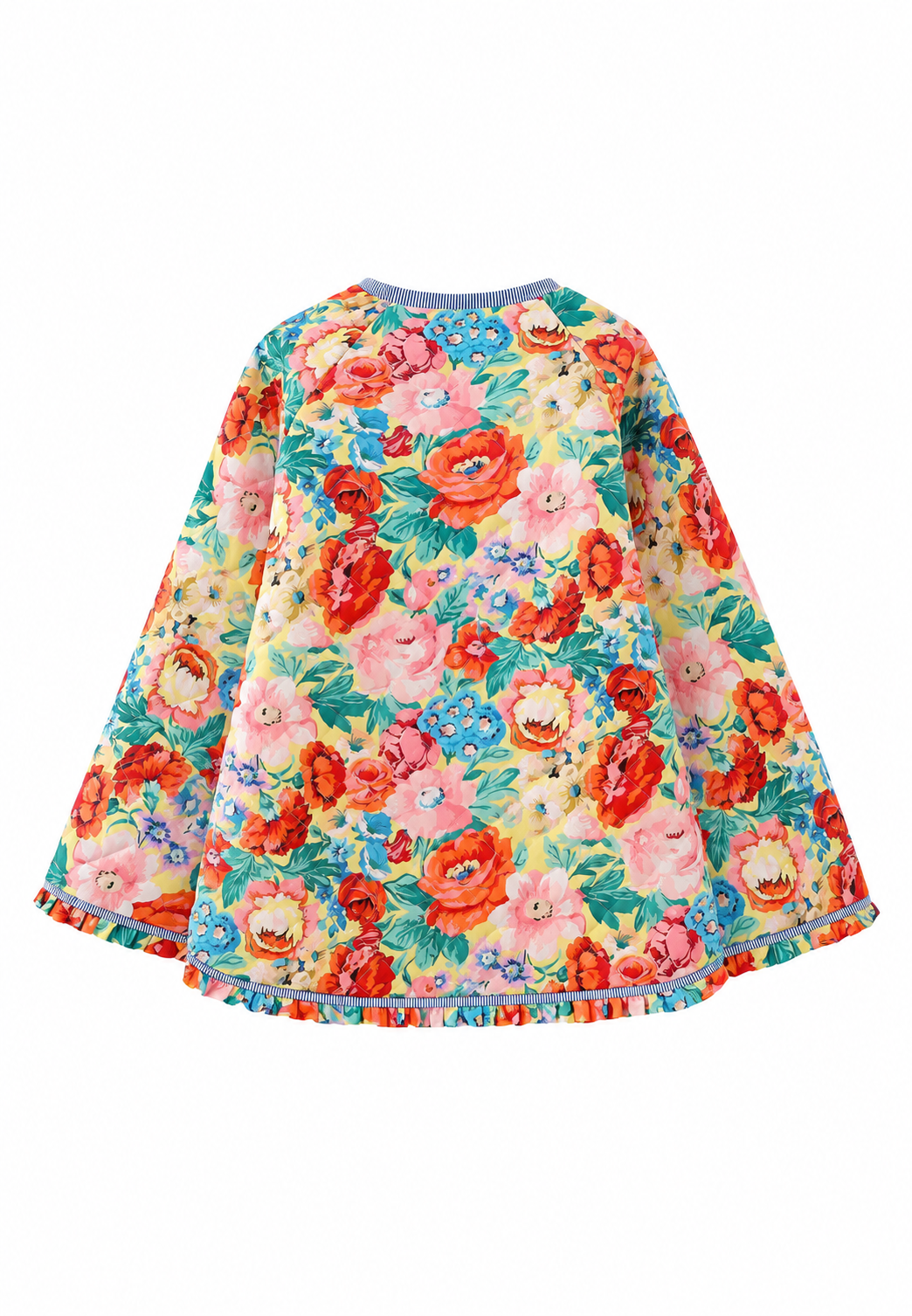 Chaqueta floral mujer corte evasé acolchado rombos volantes - Clotilde