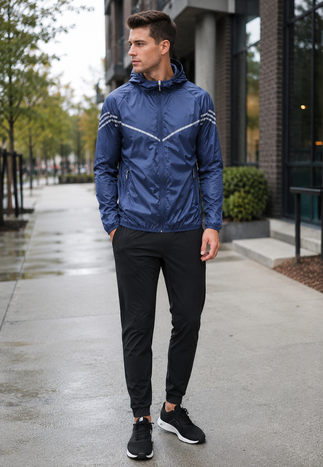 Chaqueta impermeable hombre capucha bolsillos cremallera - Thiago