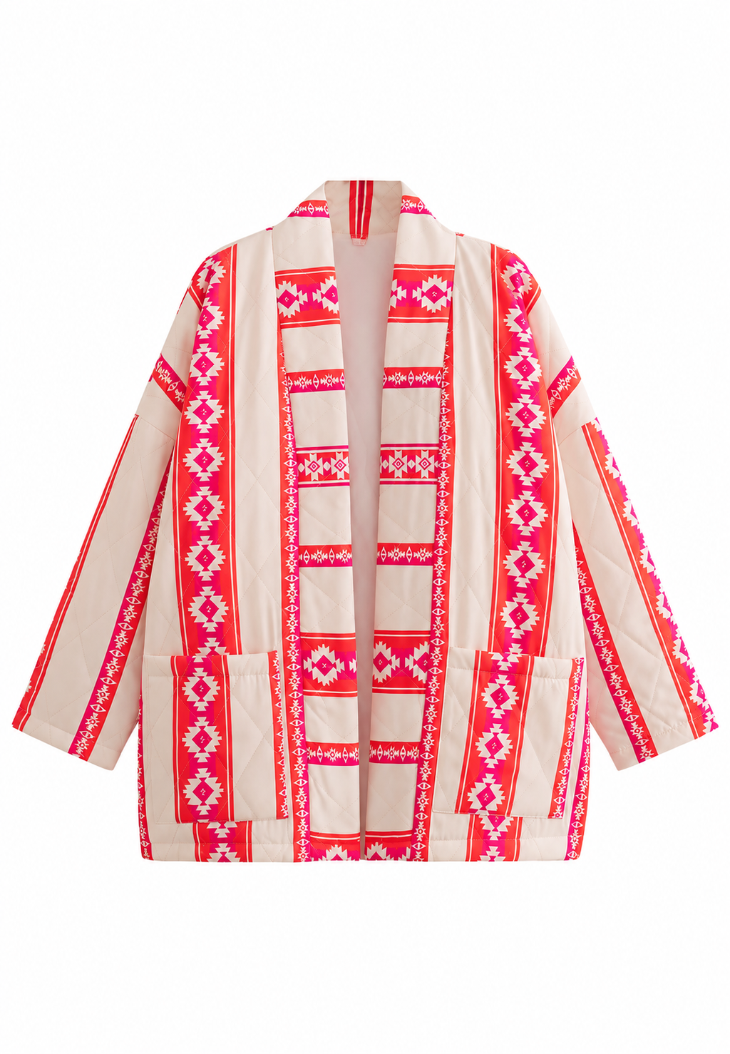 Chaqueta kimono mujer acolchada estampado étnico geométrico - Tove
