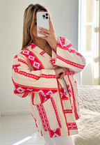 Chaqueta kimono mujer acolchada estampado étnico geométrico - Tove