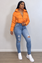 Chaqueta mujer acolchada corta cuello alto cremallera - Zaira