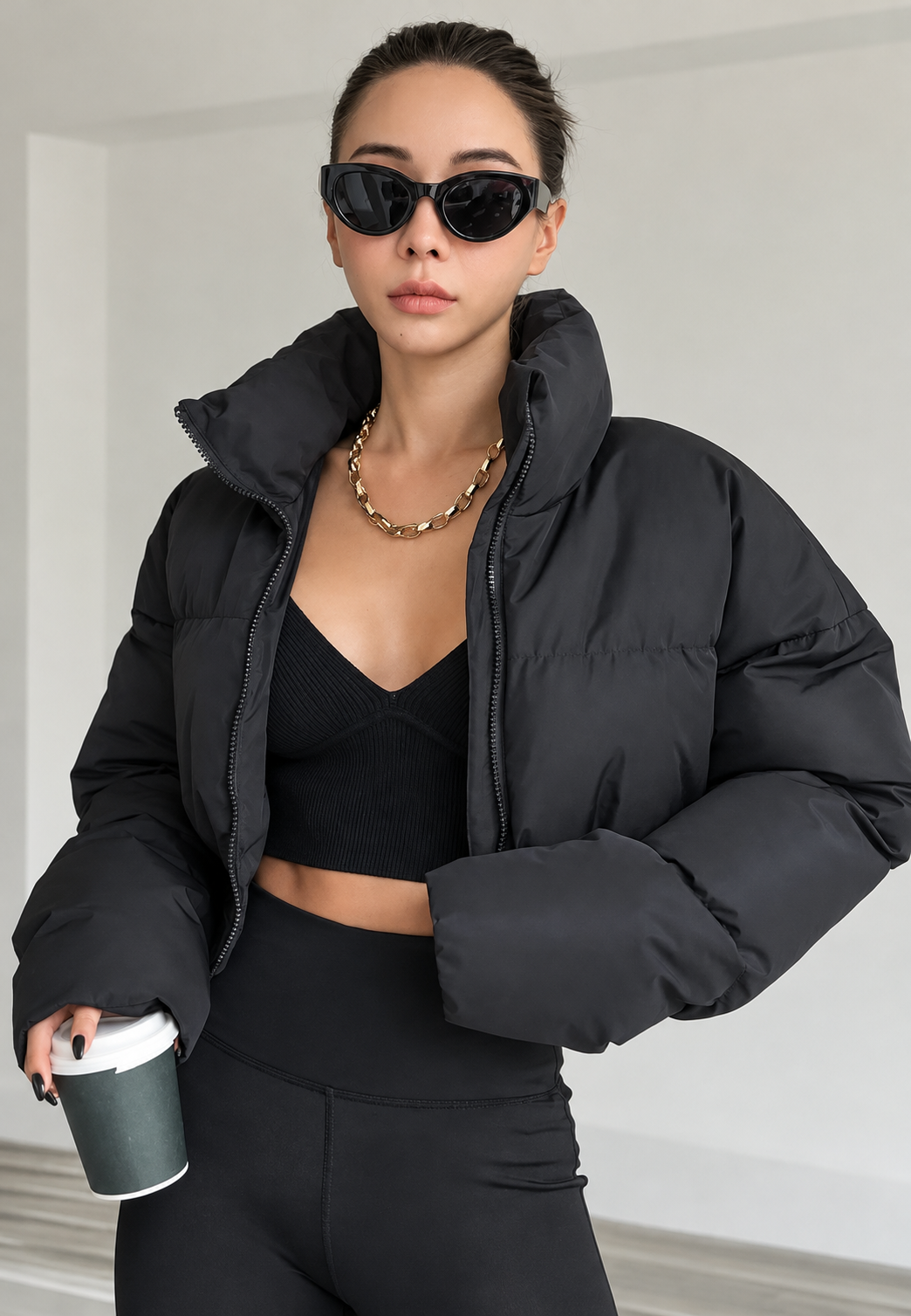 Chaqueta mujer acolchada corta cuello alto cremallera - Zaira