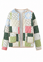 Chaqueta mujer acolchada cuadros florales estilo patchwork - Fabiola