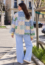 Chaqueta mujer acolchada cuadros florales patchwork solapas - Bettina