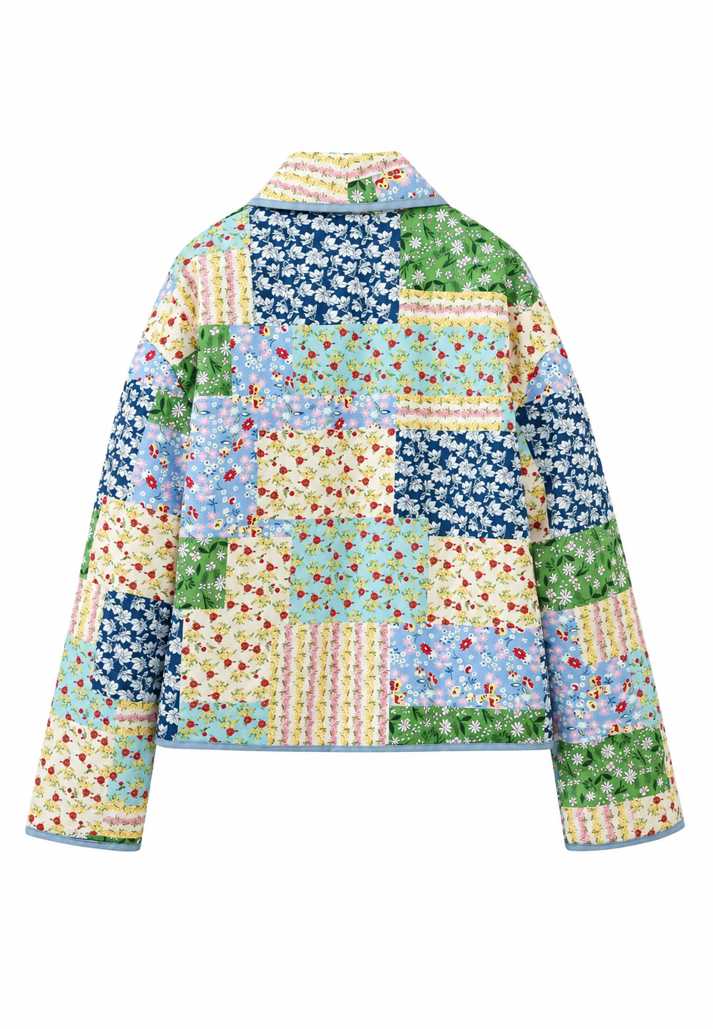Chaqueta mujer acolchada cuadros florales patchwork solapas - Bettina