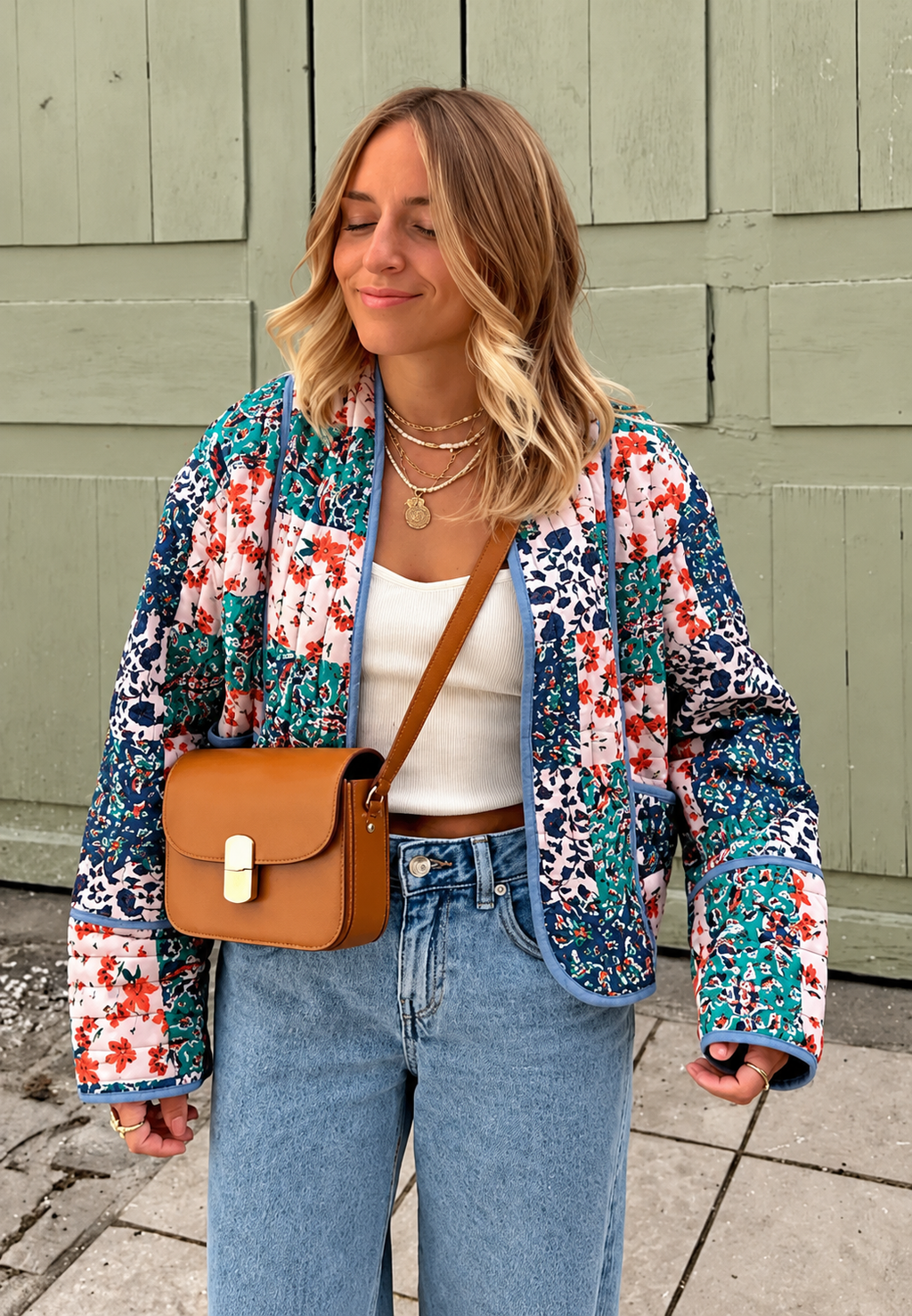Chaqueta mujer acolchada estampado floral combinado - Vetilia