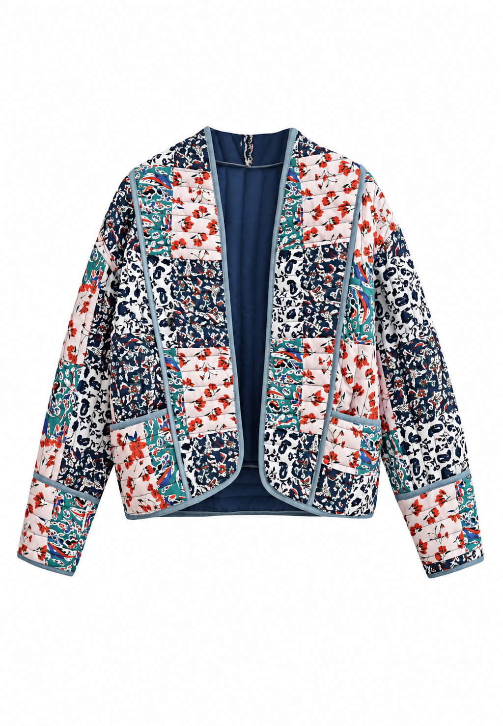 Chaqueta mujer acolchada estampado floral combinado - Vetilia
