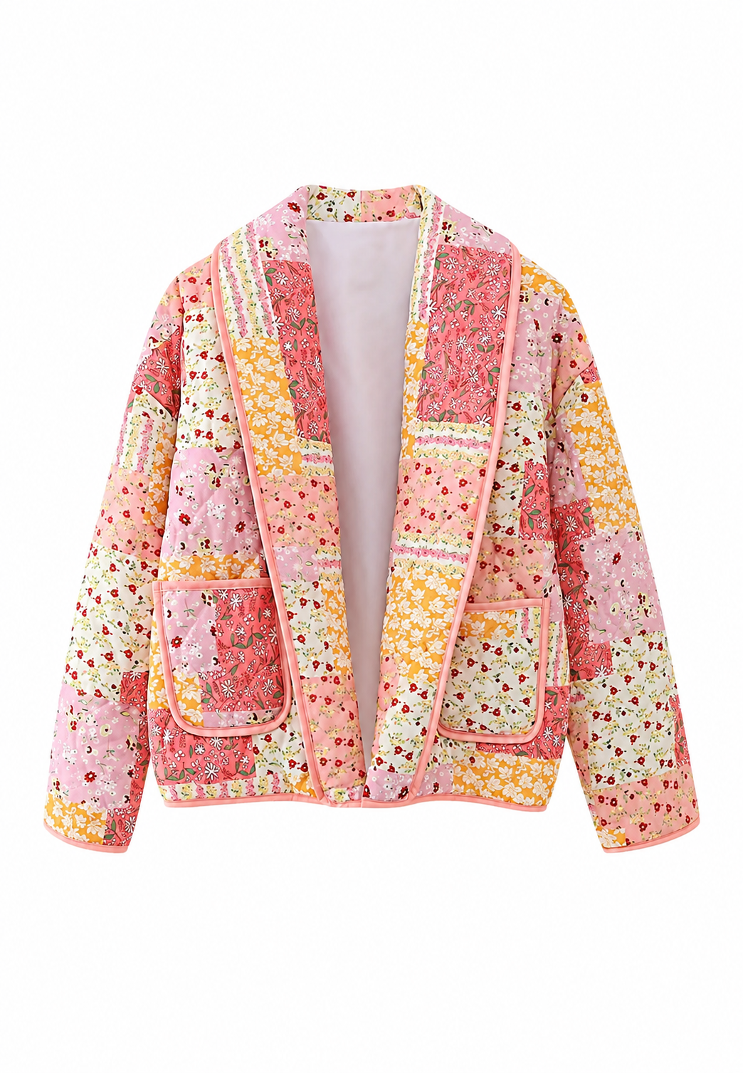 Chaqueta mujer acolchada flores pequeñas cuello solapa - Zinnia