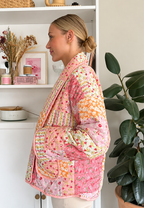 Chaqueta mujer acolchada flores pequeñas cuello solapa - Zinnia