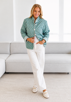 Chaqueta mujer acolchada microfloral cuello alto botones - Bodil