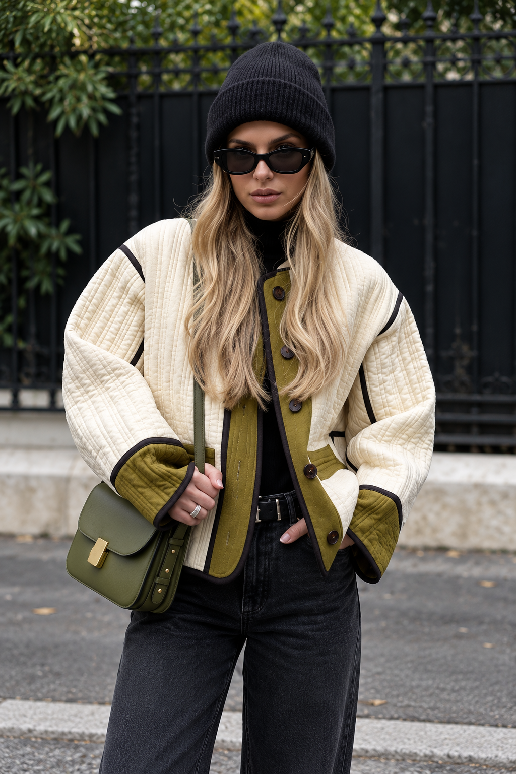 Chaqueta mujer acolchado vertical ribetes en contraste - Vesna
