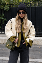 Chaqueta mujer acolchado vertical ribetes en contraste - Vesna
