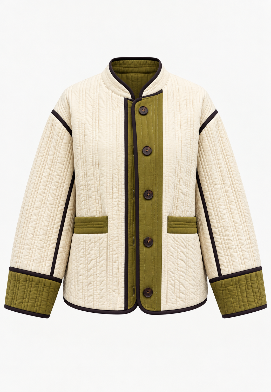 Chaqueta mujer acolchado vertical ribetes en contraste - Vesna