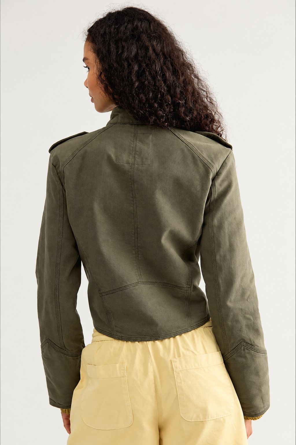 Chaqueta mujer corta cuello mao botones decorativos - Arlet
