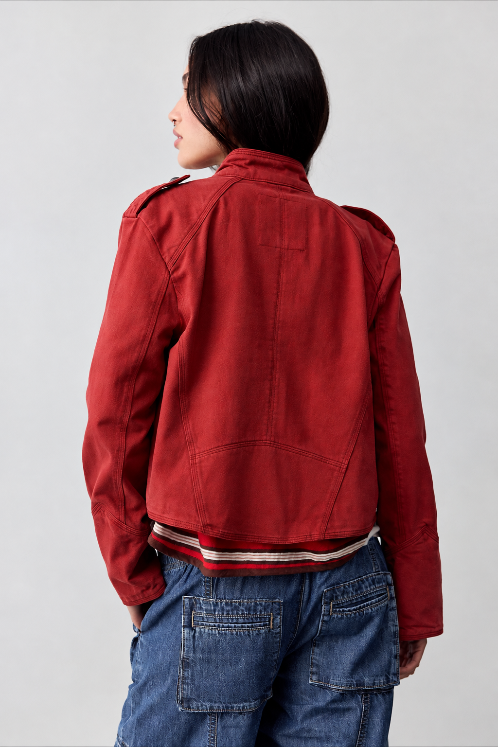 Chaqueta mujer corta cuello mao botones decorativos - Arlet