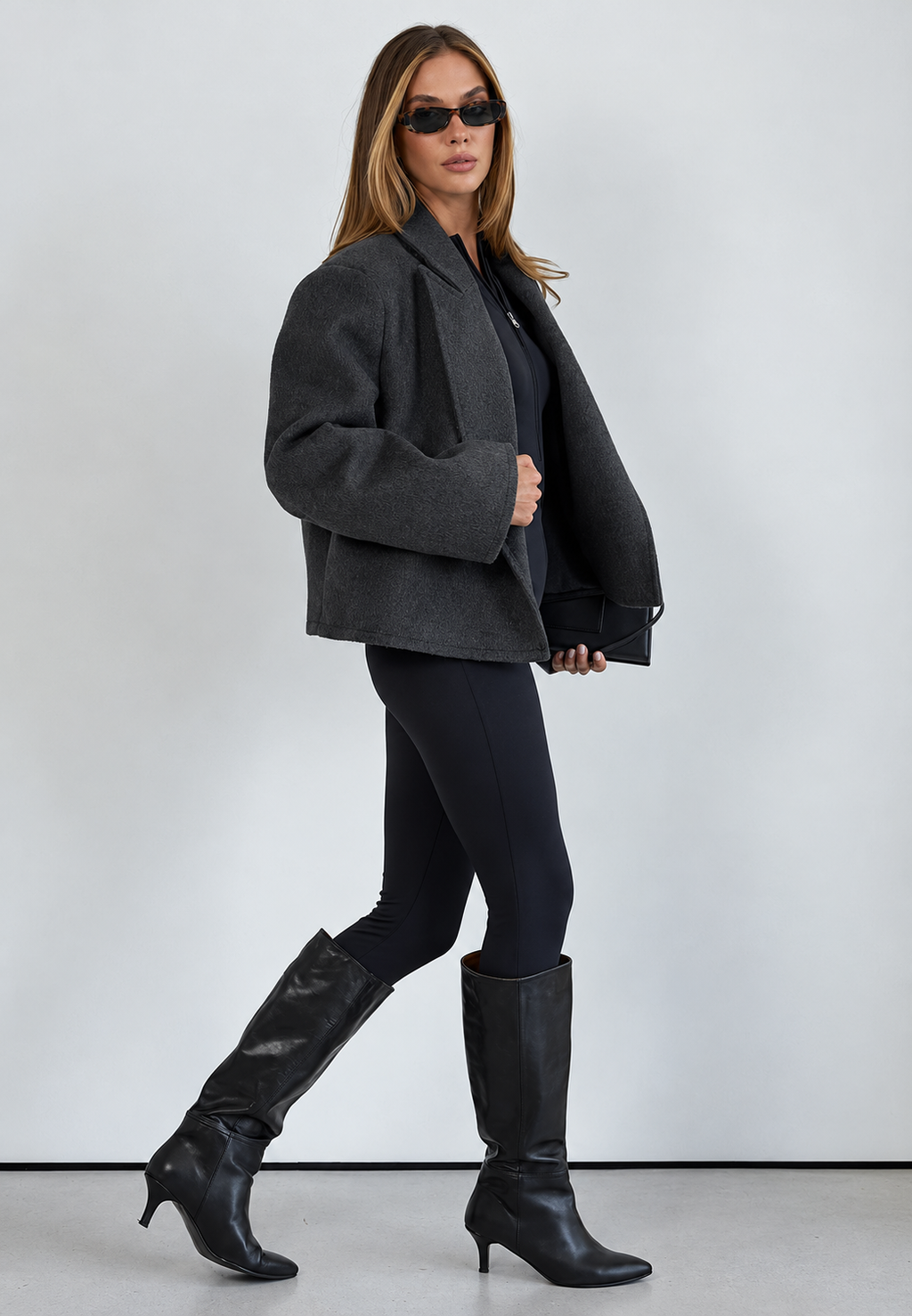 Chaqueta corta solapas cinturón estilo elegante - Ivet