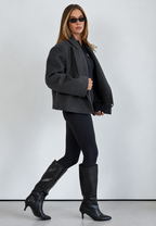 Chaqueta corta solapas cinturón estilo elegante - Ivet