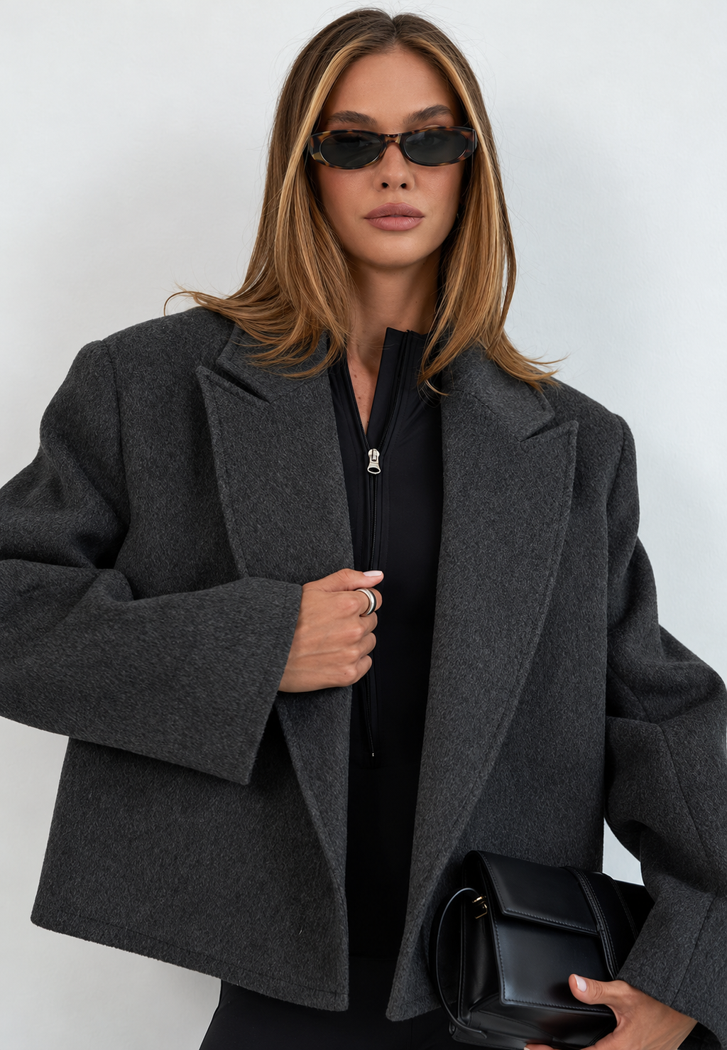 Chaqueta corta solapas cinturón estilo elegante - Ivet