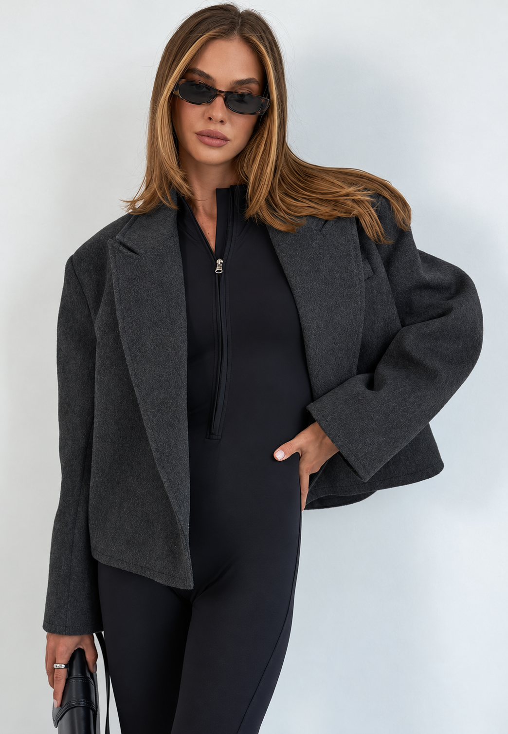 Chaqueta corta solapas cinturón estilo elegante - Ivet