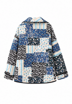 Chaqueta mujer cuadros florales acolchados solapa ancha - Irmela