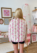 Chaqueta mujer cuello alto acolchado floral ribetes - Ludovica