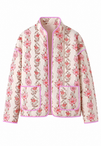 Chaqueta mujer cuello alto acolchado floral ribetes - Ludovica