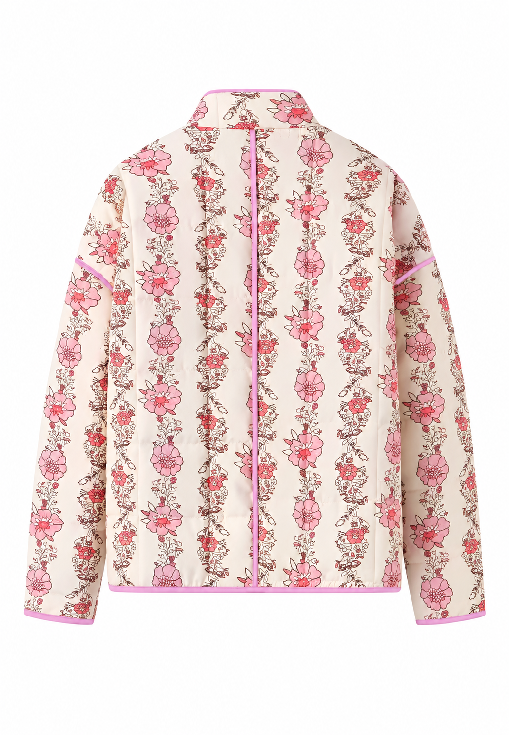 Chaqueta mujer cuello alto acolchado floral ribetes - Ludovica